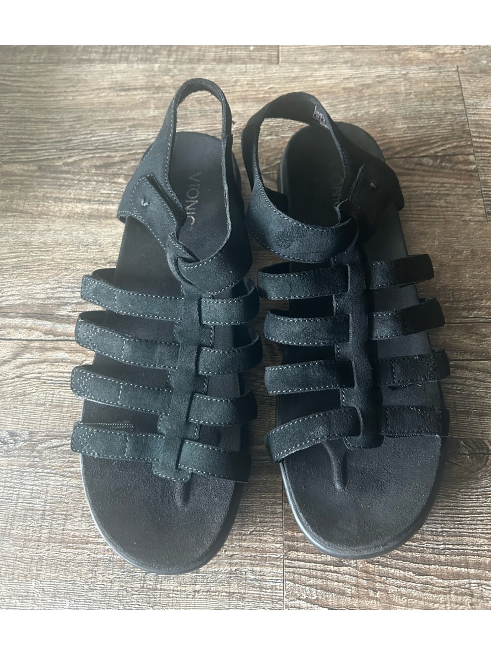 Vionic Black Multi-Strap Slingback Sandals